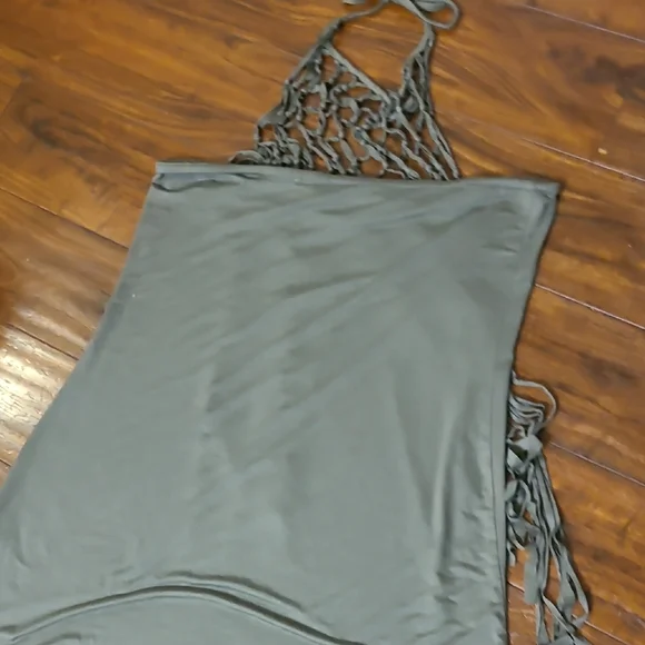 Olive Green Halter Fringe Top - Picture 7 of 8
